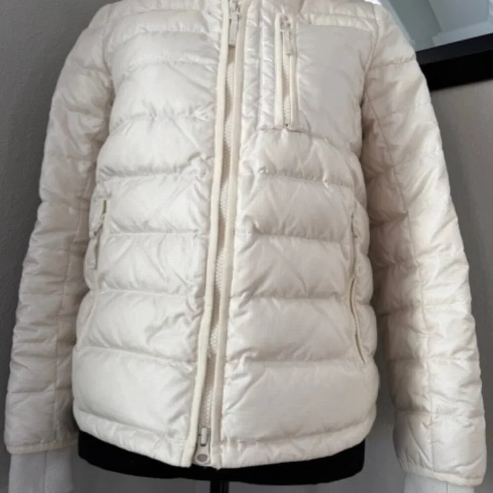 J CREW Down Puffer Jacket Lightweight Ivory Cream XS